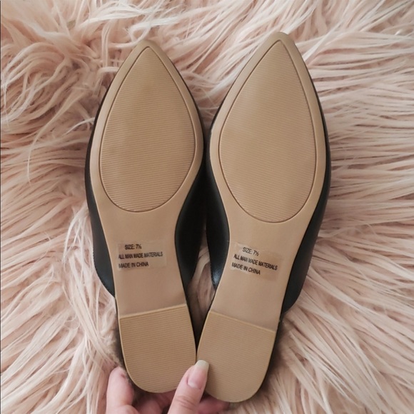 Lulu’s - Antonia Black Faux Fur Loafer Slides - Picture 3 of 4